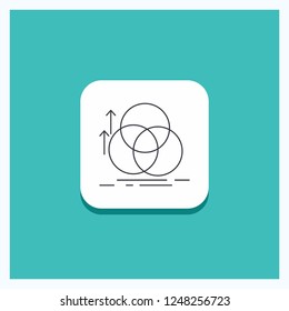 Round Button for balance, circle, alignment, measurement, geometry Line icon Turquoise Background