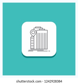 Round Button for bank, banking, building, federal, government Line icon Turquoise Background