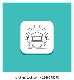 Round Button for bank, banking, online, university, building, education Line icon Turquoise Background