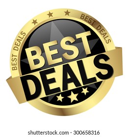 round button with banner and text Best Deals