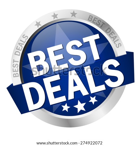 round button with banner and text Best Deals