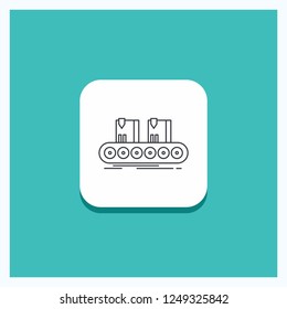 Round Button for Belt, box, conveyor, factory, line Line icon Turquoise Background