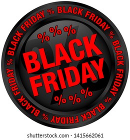 Round Button Black Friday Black And Red