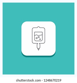 Round Button for blood, test, sugar test, samples Line icon Turquoise Background