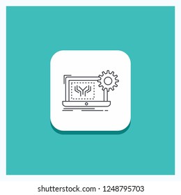 Round Button for Blueprint, circuit, electronics, engineering, hardware Line icon Turquoise Background