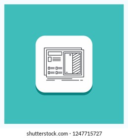 Round Button for Blueprint, design, drawing, plan, prototype Line icon Turquoise Background