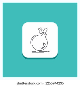 Round Button for Bomb, boom, danger, ddos, explosion Line icon Turquoise Background