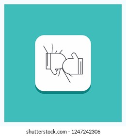 Round Button for Box, boxing, competition, fight, gloves Line icon Turquoise Background