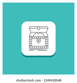 Round Button for Box, chest, gold, reward, treasure Line icon Turquoise Background