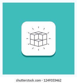 Round Button for box, labyrinth, puzzle, solution, cube Line icon Turquoise Background