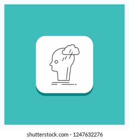 Round Button for Brainstorm, creative, head, idea, thinking Line icon Turquoise Background