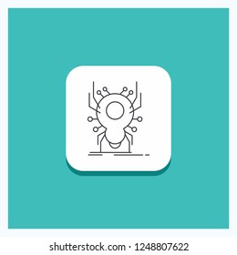 Round Button for Bug, insect, spider, virus, App Line icon Turquoise Background