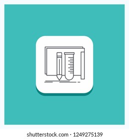 Round Button for build, equipment, fab, lab, tools Line icon Turquoise Background