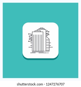 Round Button for Building, Technology, Smart City, Connected, internet Line icon Turquoise Background
