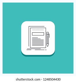 Round Button for Business, document, file, paper, presentation Line icon Turquoise Background