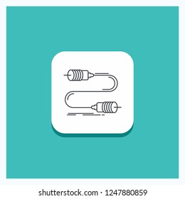 Round Button for Buzz, communication, interaction, marketing, wire Line icon Turquoise Background