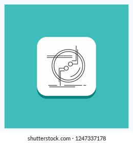 Round Button for chain, connect, connection, link, wire Line icon Turquoise Background