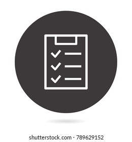 Round button. Checklist - outline vector icon. Illustration isolated. Line pictogram for design, infographic and website.