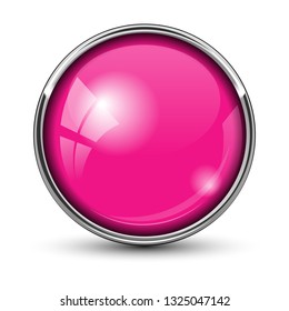 round button with chrome frame. vector illustration