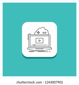 Round Button for Cloud, game, online, streaming, video Line icon Turquoise Background