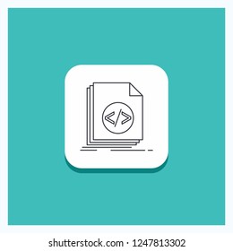 Round Button for Code, coding, file, programming, script Line icon Turquoise Background