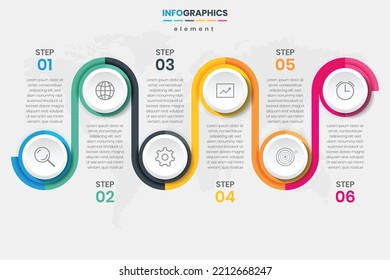 Round button colorful infographic template design