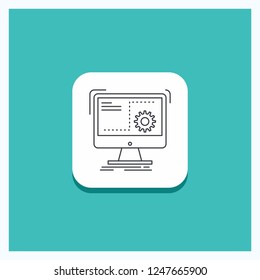 Round Button for Command, computer, function, process, progress Line icon Turquoise Background