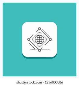 Round Button for Complex, global, internet, net, web Line icon Turquoise Background