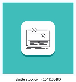 Round Button for Crowdfunding, funding, fundraising, platform, website Line icon Turquoise Background