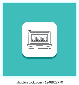 Round Button for Data, financial, index, monitoring, stock Line icon Turquoise Background