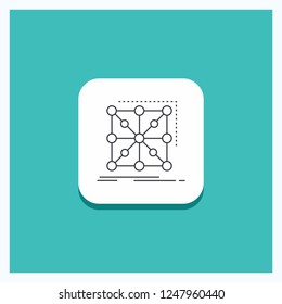 Round Button for Data, framework, App, cluster, complex Line icon Turquoise Background