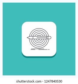 Round Button for Design, goal, pencil, set, target Line icon Turquoise Background