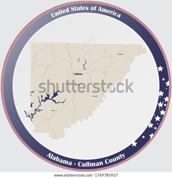 Round Button Detailed Map Cullman County Stock Vector Royalty Free 1769785937 Shutterstock 4233