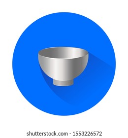 Round button with empty bowl illustration. Tableware tool for serving meal or drinks in Asian cuisine. Oriental kitchenware in circle. Table equipment for banner or website interface. Crockery vector
