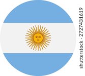 Round button of the flag of Argentina.