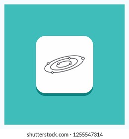 Round Button for Galaxy, astronomy, planets, system, universe Line icon Turquoise Background