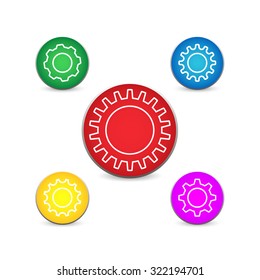 Round button gear icons. Round button Gear set. Vector illustration
