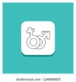 Round Button for Gender, Venus, Mars, Male, Female Line icon Turquoise Background