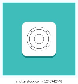 Round Button for Help, life, lifebuoy, lifesaver, preserver Line icon Turquoise Background