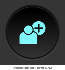 Round button icon, add, user. Button banner round, badge interface for application illustration