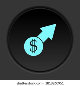 Round button icon, analytics, analysis. Button banner round, badge interface for application illustration