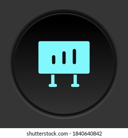Round button icon, analytics, diagram, board. Button banner round, badge interface for application illustration