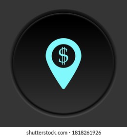 Round button icon, bank, gps. Button banner round, badge interface for application illustration