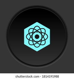 Round button icon, Biotechnology, atom. Button banner round, badge interface for application illustration
