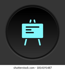 Round button icon, blackboard. Button banner round, badge interface for application illustration