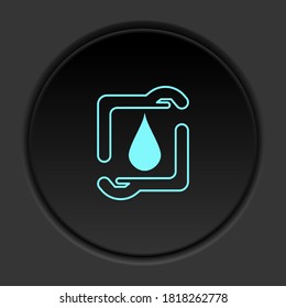 Round button icon, blood bag and hand. Button banner round, badge interface for application illustration