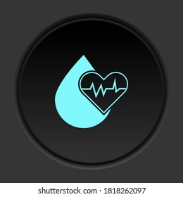 Round button icon, Blood donation, cardiogram. Button banner round, badge interface for application illustration