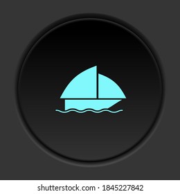 Icono de botón Redondo Barco. Banner de botón de la interfaz de placa redonda para la ilustración de la aplicación