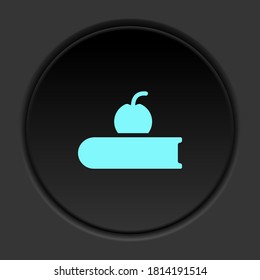Round button icon, book, apple. Button banner round, badge interface for application illustration