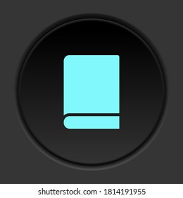 Round button icon, book. Button banner round, badge interface for application illustration